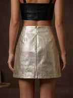 Metallic Leather Mini Skirt