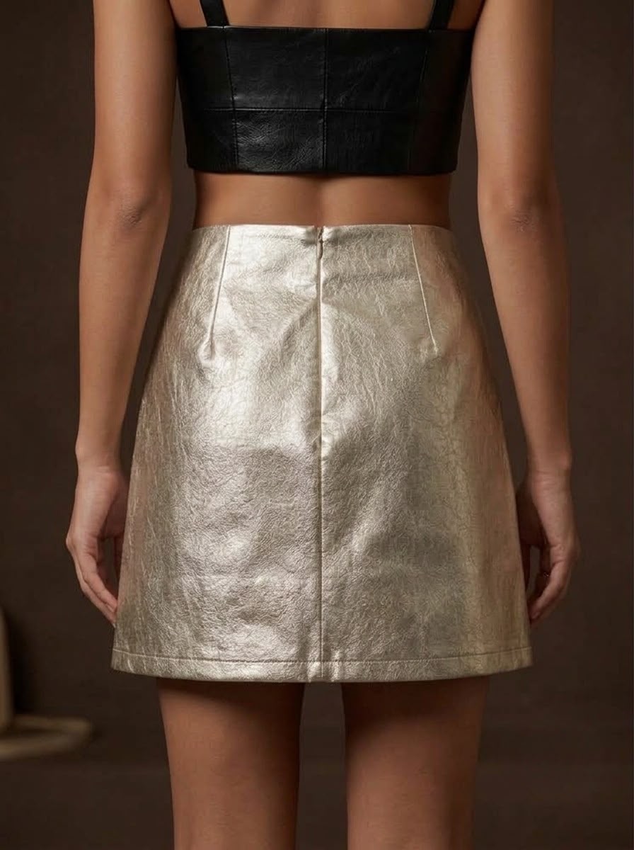 Metallic Leather Mini Skirt