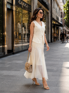 Waist Coat with Georgette Lace Skirt