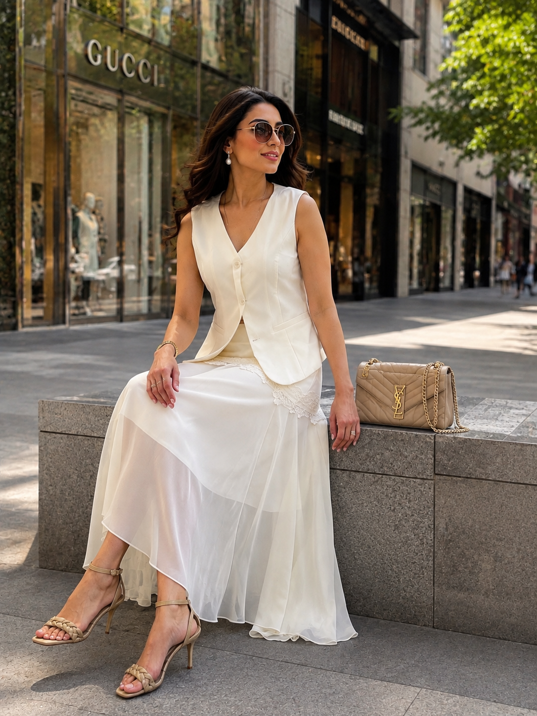 Waist Coat with Georgette Lace Skirt