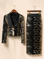 Blazer Skirt Sequin Co-Ord Set