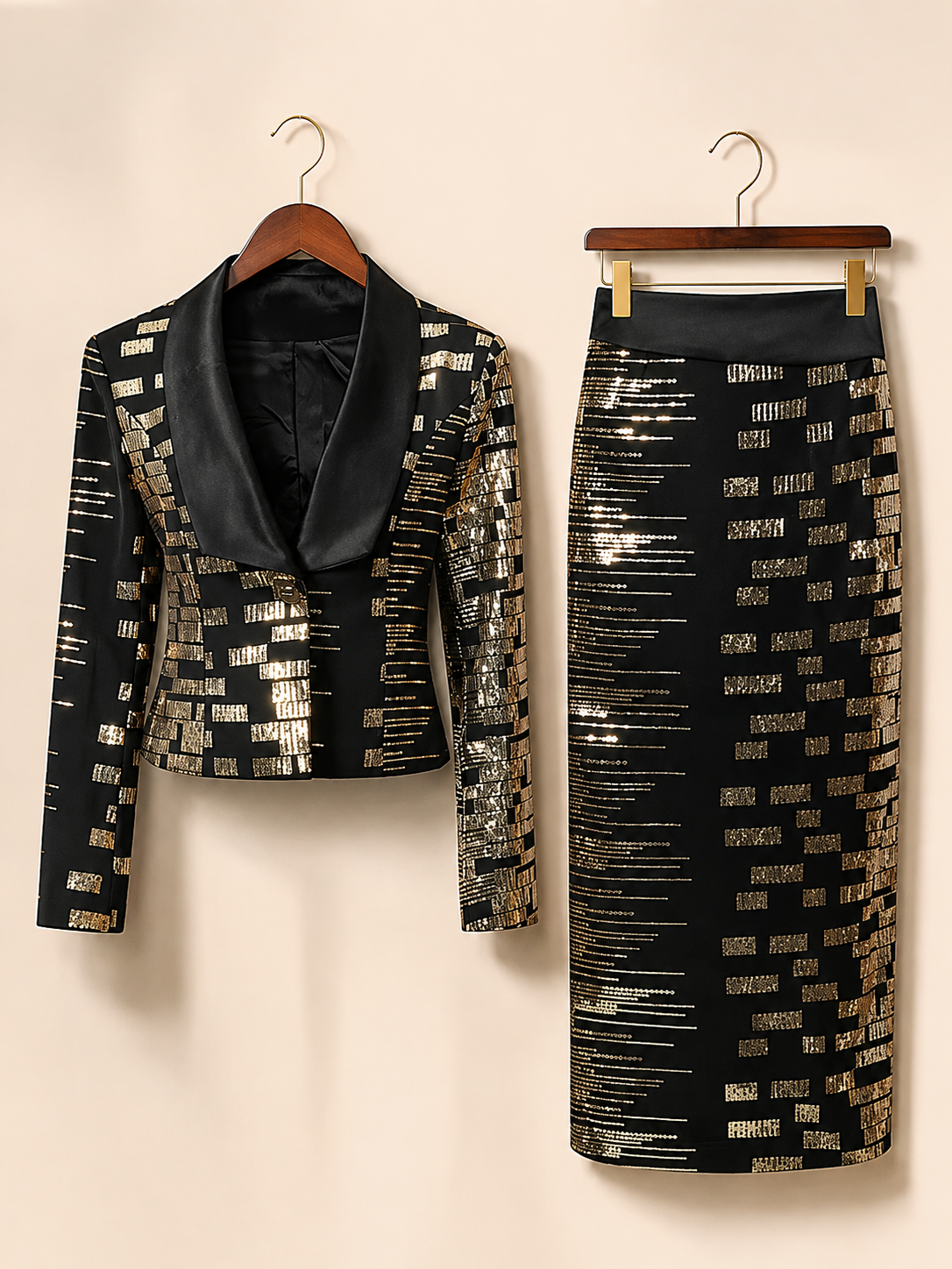 Blazer Skirt Sequin Co-Ord Set