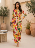 Floral Print Poly Satin Cord Set