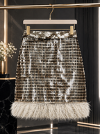 Gold Embellished Mini Skirt