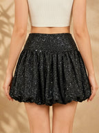 Black Embellished Balloon Skirt