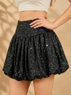 Black Embellished Balloon Skirt