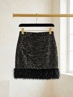 Silver Embellished Mini Skirt