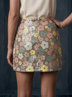 Floral Sequin Mini Skirt