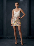 Floral Sequin Mini Skirt