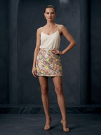 Floral Sequin Mini Skirt