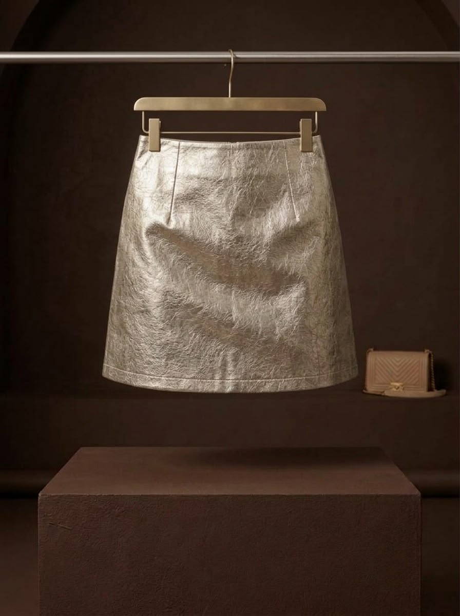 Metallic Leather Mini Skirt